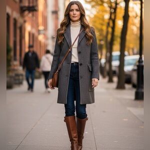 LONGLINE Grey Coat w/ Large Pockets Size M